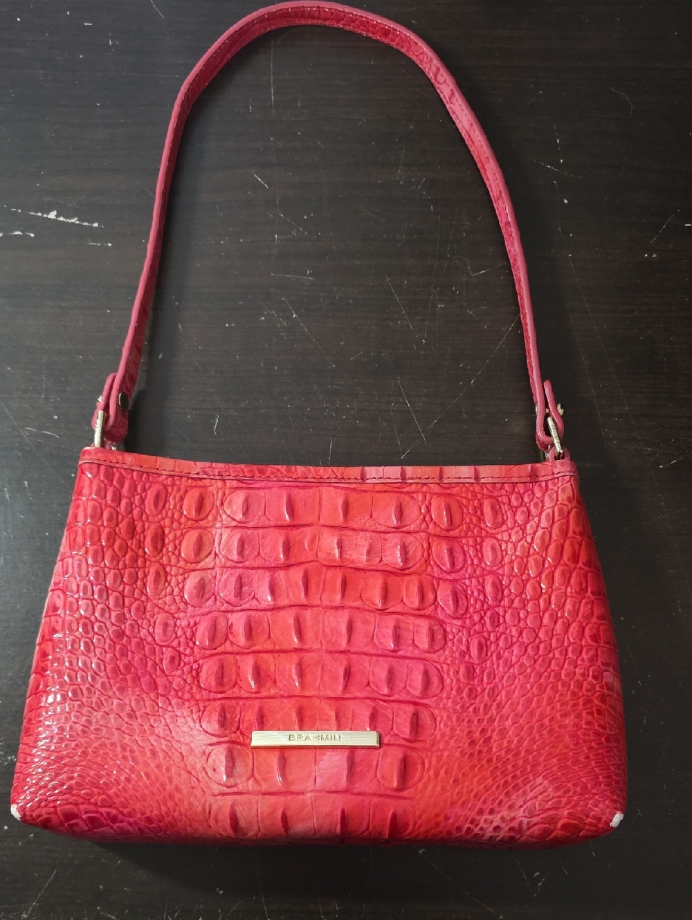 Brahmin Red Croc-Embossed Shoulder Bag